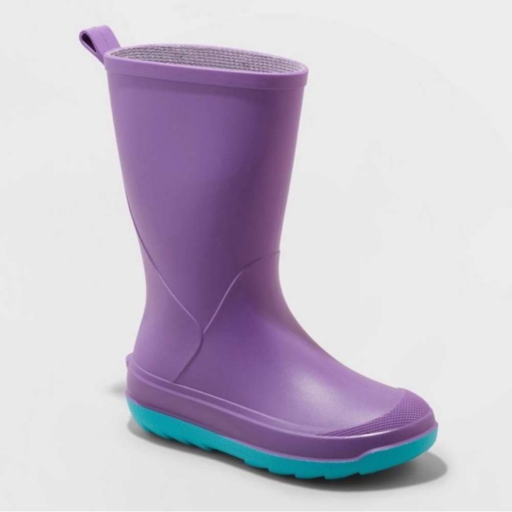 NWT Cat & Jack purple rain boots size 6 big girl/adult